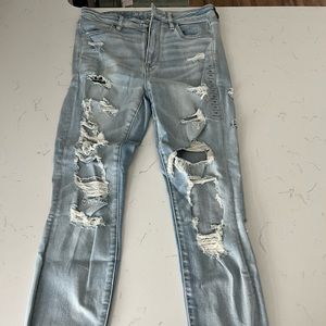 American Eagle High Rise Stretch Jeans Ripped